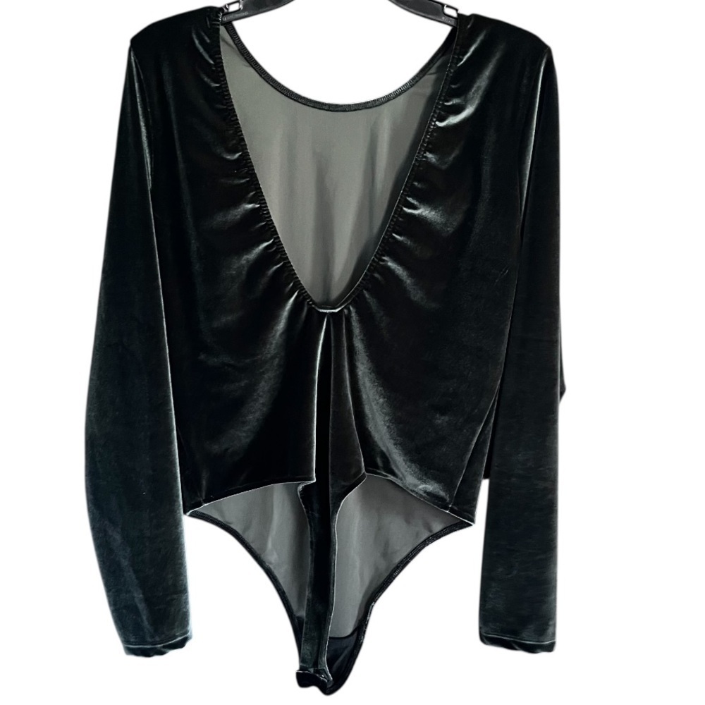 Victorias Secret Green Velour Star Bodysuit size Large - Picture 4 of 9